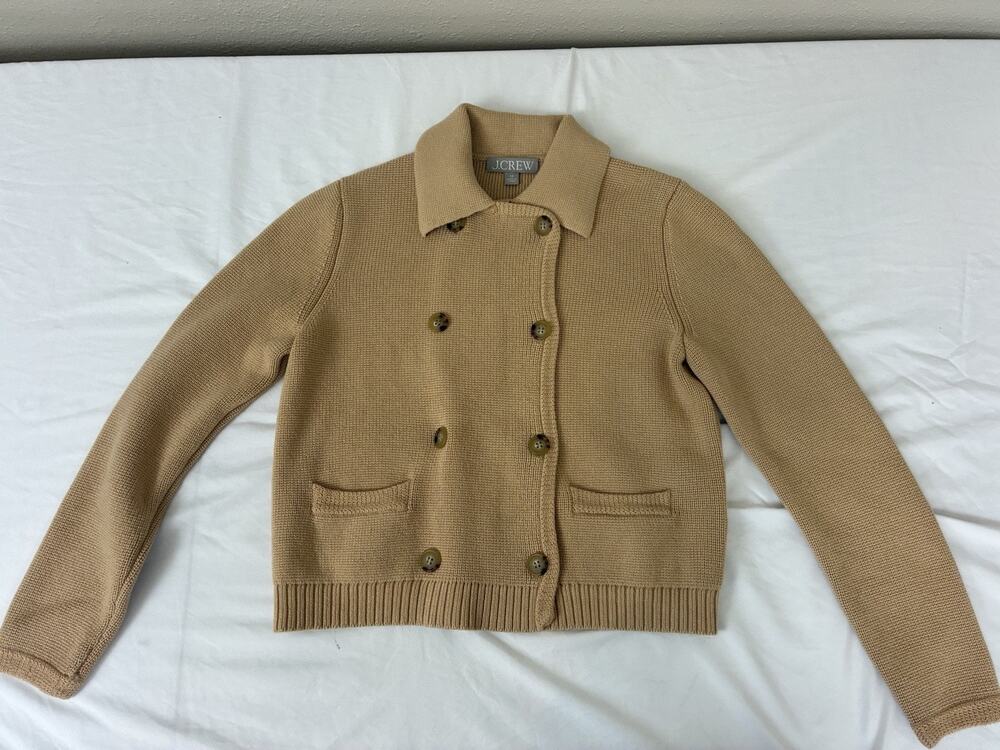 J.Crew Marielle Cropped Double Breasted Cardigan Tan Sweater Women's X Small